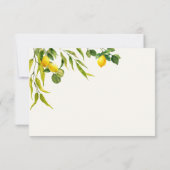 Watercolor Lemon Citrus QR Code Wedding RSVP Card (Dos)