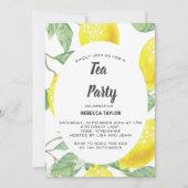 Watercolor Lemon Feuille Tea Party Invitation (Devant)