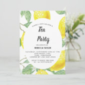 Watercolor Lemon Feuille Tea Party Invitation (Debout devant)