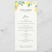 Watercolor Lemon Foliage Elegant Wedding Menu (Devant)