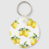 Watercolor Lemon Pattern Sleutelhanger (Achterkant)