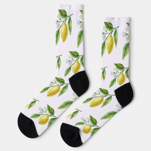 Watercolor Lemon Pattern Socks Sokken (Links)