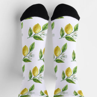 Watercolor Lemon Pattern Socks Sokken