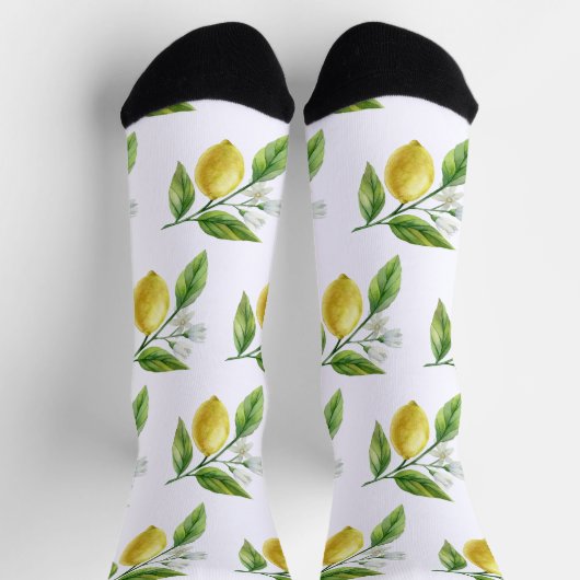 Watercolor Lemon Pattern Socks Sokken (Top)