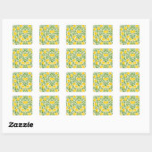 Watercolor Lemon Pattern Vierkante Sticker (Vel)