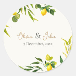 Watercolor Lemon Wedding Envelope Seal Stickers