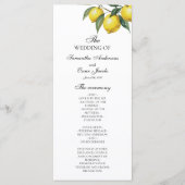 Watercolor Lemon Wedding Program | Mediterranean  Menu (Voorkant)