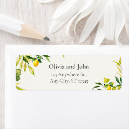 Watercolor Lemon Wedding Return Address Label