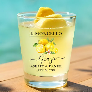 Watercolor Lemons Limoncello Wedding Grazie Shot Glas