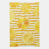 Watercolor Lemons & Stripes Theedoek (Verticaal)
