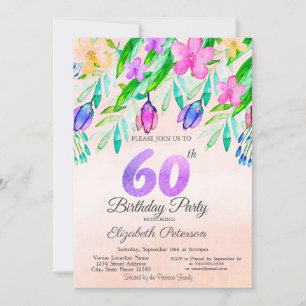 Watercolor Lente Bloemen 60e Verjaardag Kaart