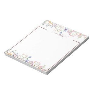 Watercolor lente bloemen gepersonaliseerd   notitieblok