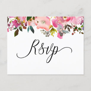 Watercolor lente bloemen RSVP Uitnodiging Briefkaart