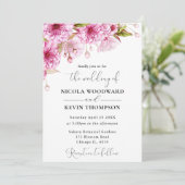 Watercolor Lente Kersenbloesemtak Bruiloft Kaart (Staand voorkant)