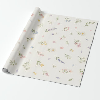 Watercolor lente wilde bloem cadeaupapier
