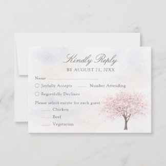 Watercolor Lentebomen Bruiloft RSVP Kaart