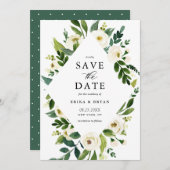 Watercolor Lentewitte Bloemen Frame Save The Date (Voorkant / Achterkant)