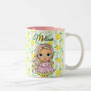 Watercolor Lief Meisje Elke Naam Tweekleurige Koff Koffiemok