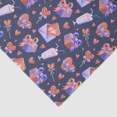 Watercolor Liefde en Romantiek Patroon Valentijnsd Tissuepapier (Detail)