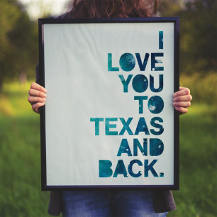 Watercolor Liefde Van Texas Naar Huis Poster