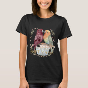 Watercolor Liefdesvogels Zachte Mama T-shirt   Cut