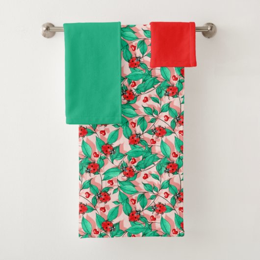 Watercolor Lieveheersbeestjes Badhanddoekenset Bad Handdoek (Insitu)