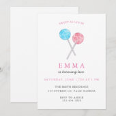 Watercolor Lollipop Invitation de fête d'anniversa (Devant / Derrière)