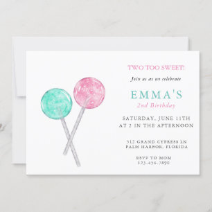 Watercolor Lollipop Invitation de fête d'anniversa