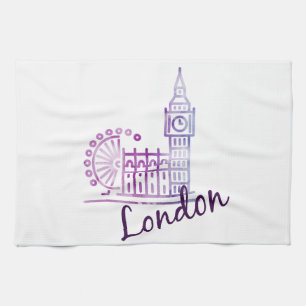 Watercolor Londen Big Ben Theedoek – Brits