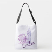 Watercolor London, Big Ben Crossbody Tas (Achterkant)