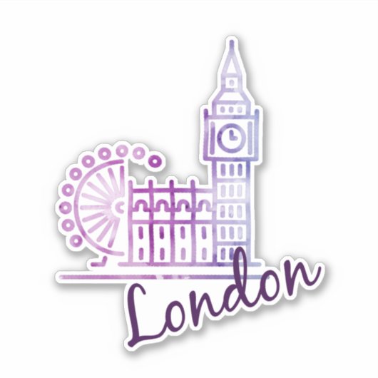Watercolor London, Big Ben Sticker (Voorkant)