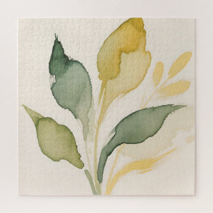 Watercolor Loof Bladeren Salie Goud Legpuzzel