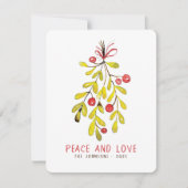 Watercolor Loof Botanisch Hulstbes Kerstmis Feestdagenkaart (Voorkant)
