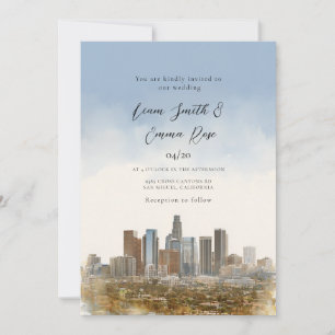 Watercolor Los Angeles Bestemming Silhouet Kaart