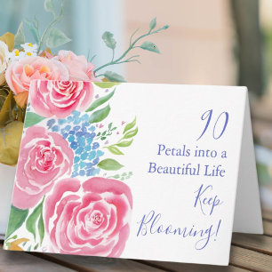 Watercolor Losse Rozen & Hydrangea 90ste Verjaarda Kaart