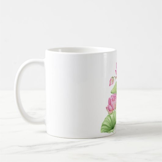 Watercolor Lotus Aesthetic Throw Classic Mug (Gauche)