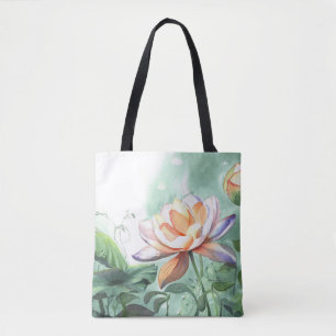 Watercolor Lotus Draagtas