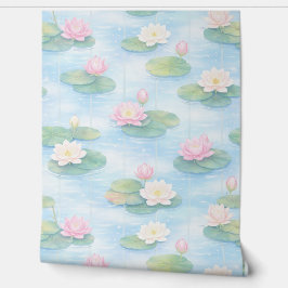 Watercolor lotus flower pattern behang