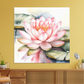 Watercolor Lotus Flower stretched Canvas Print (Insitu (Woonkamer))