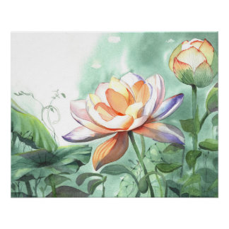Watercolor Lotus Perfect Poster