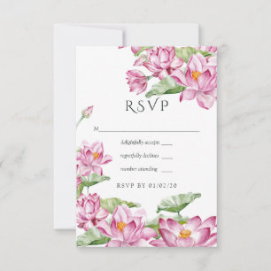 Watercolor Lotusbloem Indiase Trouwdag RSVP Kaartje