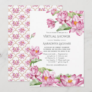 Watercolor Lotusbloem Indische Virtuele Douche Kaart