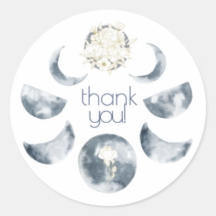 Watercolor Maanfase Bloem Boeket bedankt! Ronde Sticker