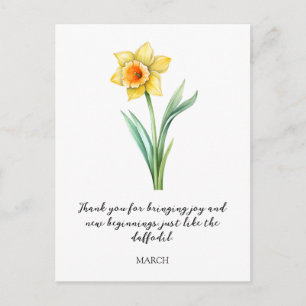 WATERCOLOR MAART NARCIS GEBOORTEBLOEM BRIEFKAART