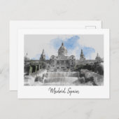 Watercolor Madrid Landscape Postcard – Scenic Feestdagenkaart (Voorkant / Achterkant)