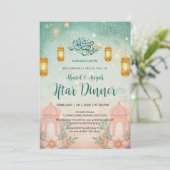 Watercolor Magical Teal and Peach Iftar Invitation (Debout devant)