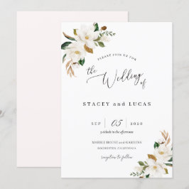 Watercolor Magnolia Bloemstuk Kaart