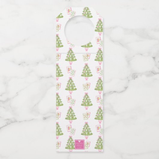 Watercolor Mahjong Christmas Tree Flessenhanger (Achterkant)