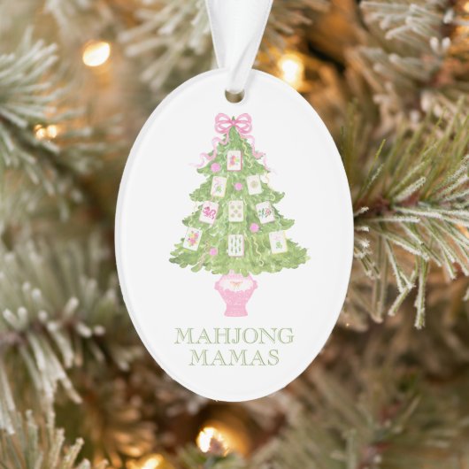Watercolor Mahjong Christmas Tree Party Ornament (Boom)