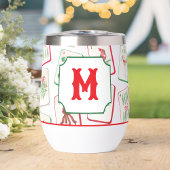 Watercolor Mahjong Red & Green Christmas Monogram